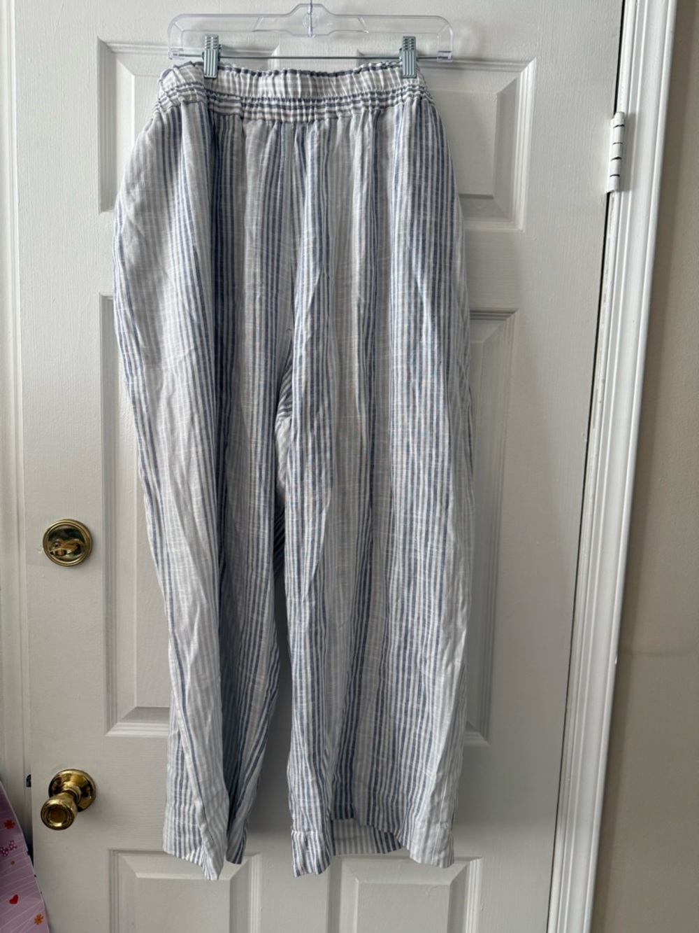 Black Tape_ Striped Blue & White Wide Leg Pants